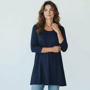 J. Jill Pure Jill Blue Ballet Sleeve Tunic Top Women’s Size Small Petite Cute